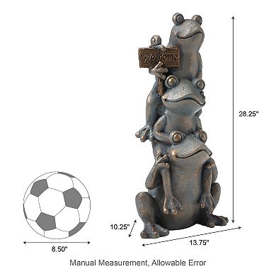 Glitzhome 28.25"H Bronze MGO Stacked Frog Statue