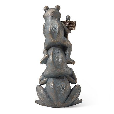 Glitzhome 28.25"H Bronze MGO Stacked Frog Statue