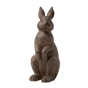 Glitzhome Vivid Sculptural Design MGO White Standing Rabbit Statue