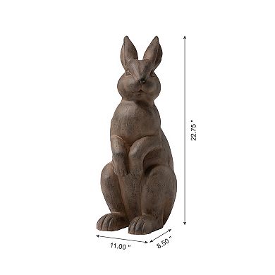 Glitzhome Vivid Sculptural Design MGO White Standing Rabbit Statue
