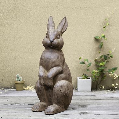 Glitzhome Vivid Sculptural Design MGO White Standing Rabbit Statue