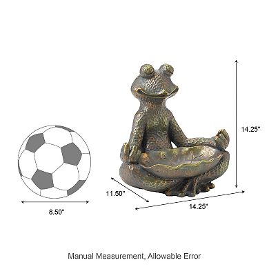 Glitzhome 14.25"H Bronze MGO Yoga Frog Statue
