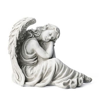 Glitzhome 15''H MGO Sleeping Angel Garden Statue