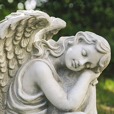 Glitzhome 15''H MGO Sleeping Angel Garden Statue