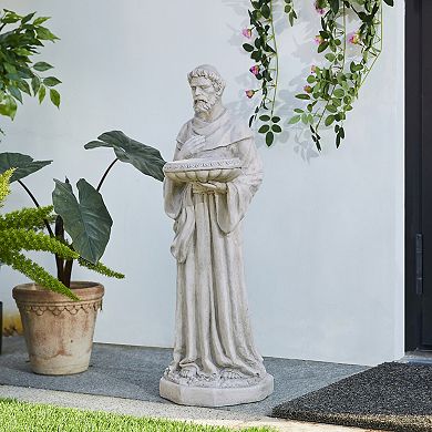 Glitzhome MGO St. Francis Garden Statues with Birdfeeder or Animals
