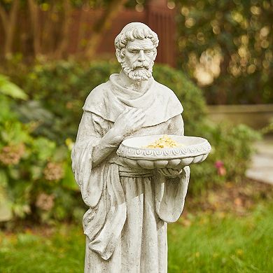 Glitzhome MGO St. Francis Garden Statues with Birdfeeder or Animals
