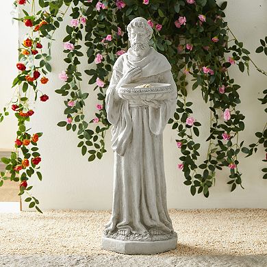 Glitzhome MGO St. Francis Garden Statues with Birdfeeder or Animals