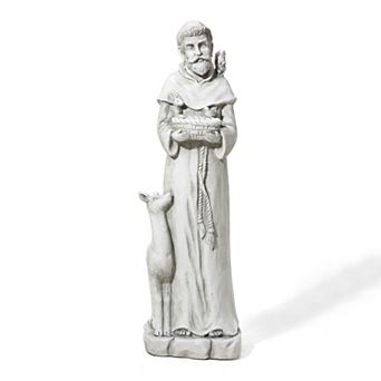Glitzhome MGO St. Francis Garden Statues with Birdfeeder or Animals