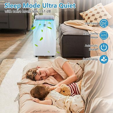 Portable AC Unit 14000BTU for Room, Home & Apartment, 3-in-1 Air Conditioner