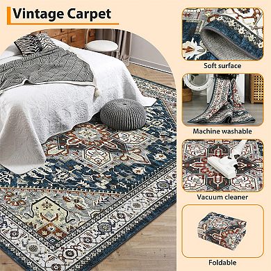 Imitation Cashmere Washed Foldable Printed Carpet Persia Maple