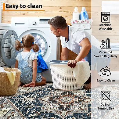 Imitation Cashmere Washed Foldable Printed Carpet Persia Maple