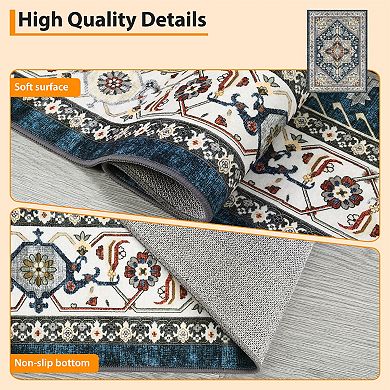 Imitation Cashmere Washed Foldable Printed Carpet Persia Maple