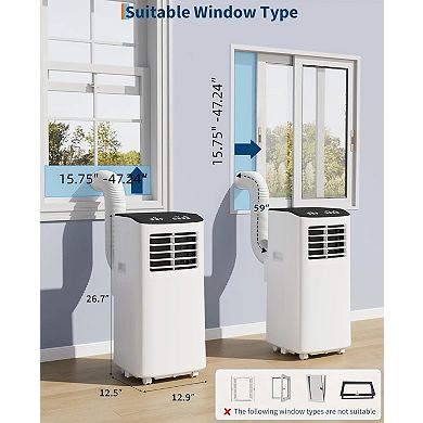 8000 BTU Portable Air Conditioner with Touch Control, 3-in-1 AC Unit with Fan & Dehumidifier Mode