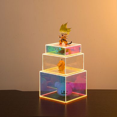 3 Pcs Stackable Acrylic Display Risers with Light
