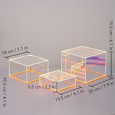 3 Pcs Stackable Acrylic Display Risers with Light