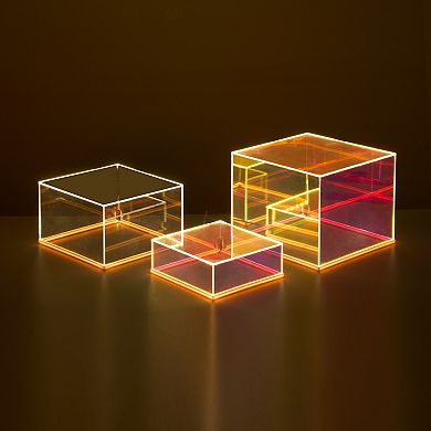 3 Pcs Stackable Acrylic Display Risers with Light