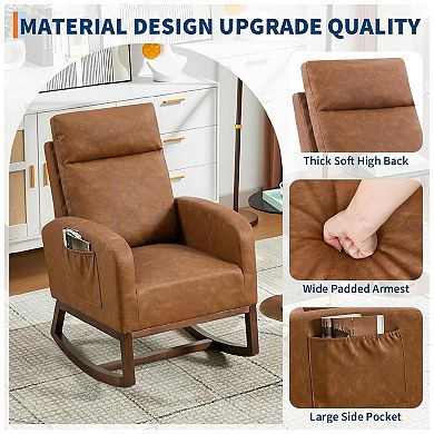 Rocking Chair Nursery with Foot Rest, Nursery Rocking Chairs with High Back