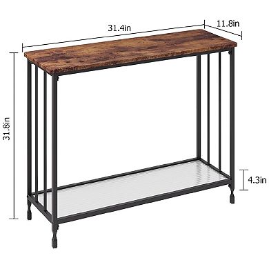 Sofa Table, 2-Tier Farmhouse Console Table, Narrow Entryway Tables for Behind Couch