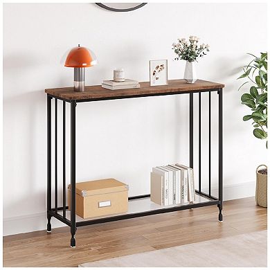 Sofa Table, 2-Tier Farmhouse Console Table, Narrow Entryway Tables for Behind Couch