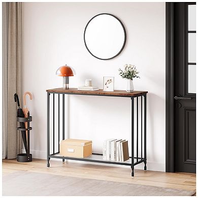 Sofa Table, 2-Tier Farmhouse Console Table, Narrow Entryway Tables for Behind Couch