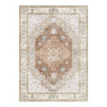 Low Pile Area Rugs for Living Room, Soft Carpet for Bedroom, Non Slip Backing,Washablem,4X6 FT