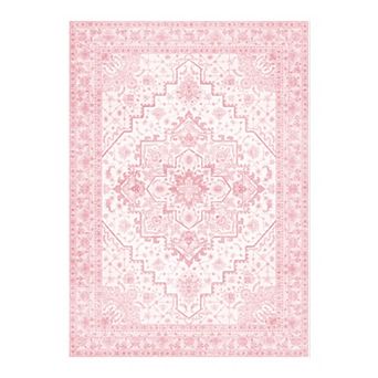 Washable Low Pile Area Rugs for Living Room, Soft Carpet for Bedroom, Non Slip Backing,6X9 FT