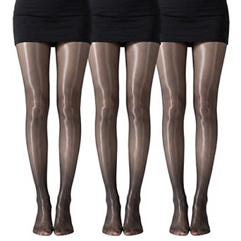 Women's 3-Pack Sheer Glossy Shine Tights with Ultra Smooth Stretch Knit Hosiery Pantyhose