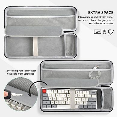 60% Keyboard Case, Hard Travel Carrying Case for 61 Keys Keyboard Cover