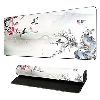 Extended Gaming Mouse Pad Large Desk Mat with Ink Art Print for Keyboard and Laptop