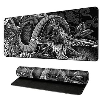 Extended Gaming Mouse Pad Large Desk Mat with Ink Art Print for Keyboard and Laptop