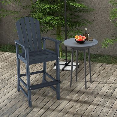 30 Inch Outdoor Counter Height HDPE Bar Stool with Arms and Footrest