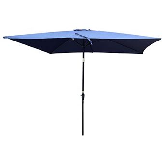 6 x 9ft Patio Umbrella Outdoor Waterproof Umbrella with Crank and Push Button Tilt without Flap