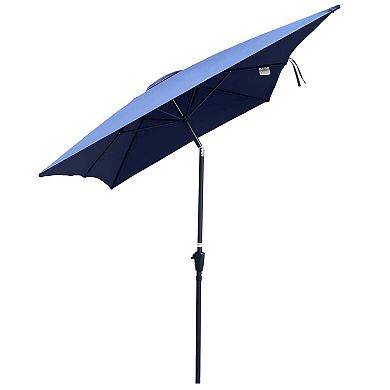 6 x 9ft Patio Umbrella Outdoor Waterproof Umbrella with Crank and Push Button Tilt without Flap