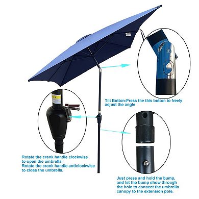 6 x 9ft Patio Umbrella Outdoor Waterproof Umbrella with Crank and Push Button Tilt without Flap