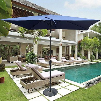 6 x 9ft Patio Umbrella Outdoor Waterproof Umbrella with Crank and Push Button Tilt without Flap