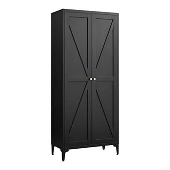 2 Doors Metal Storage Cabinet Kitchen Pantry Cabinet With Adjustable Shelves