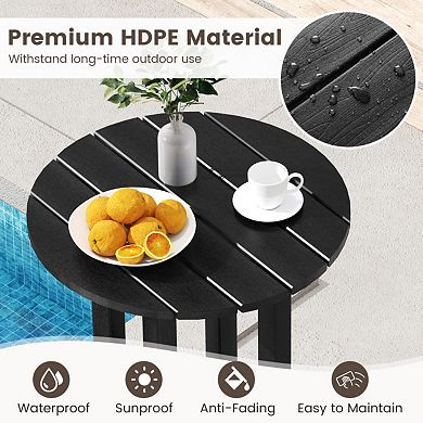 21.5-Inch Round Patio Bar Height Table with Slatted Top