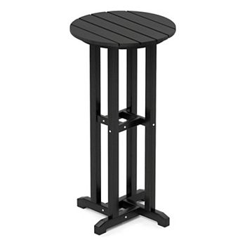 21.5-Inch Round Patio Bar Height Table with Slatted Top