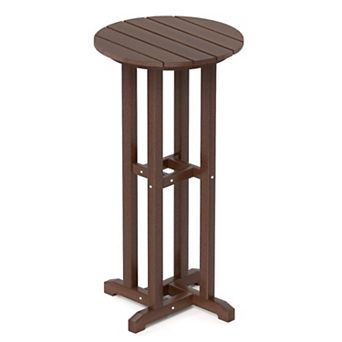 21.5-Inch Round Patio Bar Height Table with Slatted Top