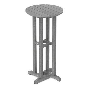 21.5-Inch Round Patio Bar Height Table with Slatted Top