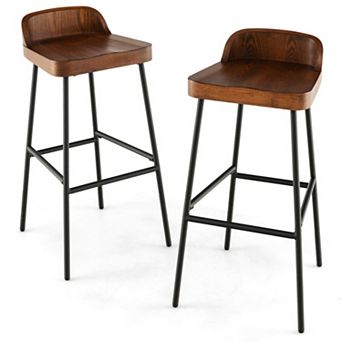 29 Inch Industrial Bar Stool with Low Back and Footrest Set of 1 or 2