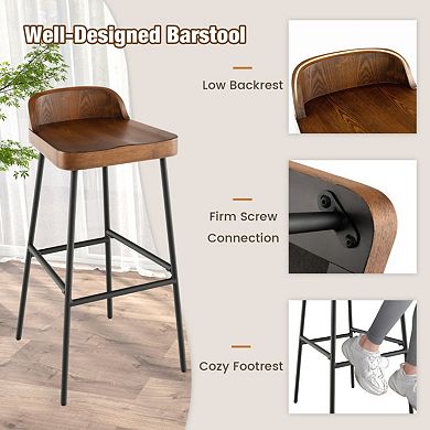 29 Inch Industrial Bar Stool with Low Back and Footrest Set of 1 or 2