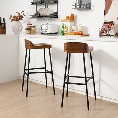 29 Inch Industrial Bar Stool with Low Back and Footrest Set of 1 or 2