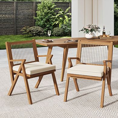 Patio Dining Chair with Cushion Set of 2