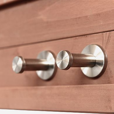 64.9inch Outdoor Potting Bench with Lockable Wheels, Solid Wood Kitchen Island with Upper Hutch