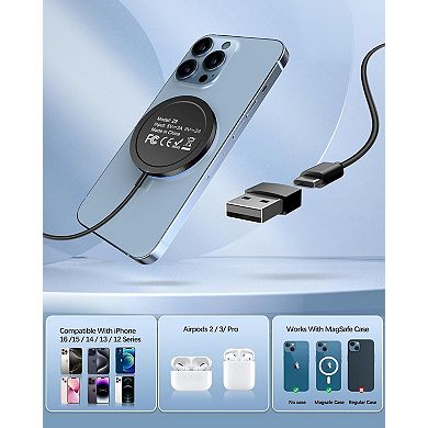 2 Pack Magnetic Wireless Charger 15w Apple Mag-Safe Charger for iPhone 16 Pro Max/16 Pro/16/16 Plus/