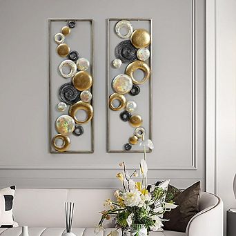 Modern Metal Hanging Wall Decor, Set of 2