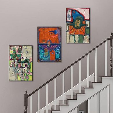Aesthetic Abstract Canvas Framed Wall Art, Set of 3