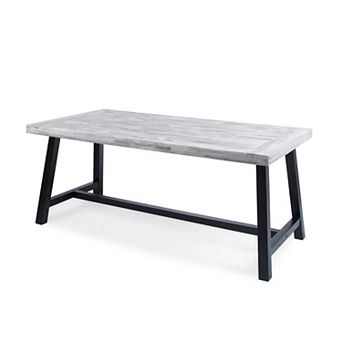 Outdoor Wood Dining Table with Metal Frame