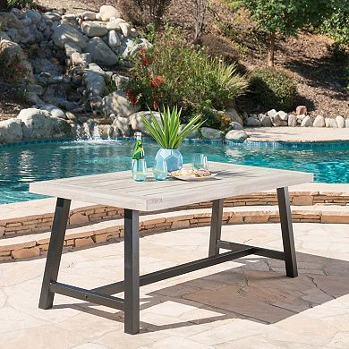 Outdoor Wood Dining Table with Metal Frame
